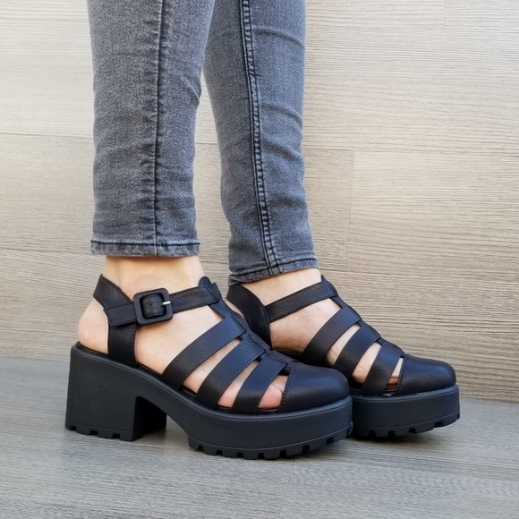 Shoes - 90'sBlack Grunge Chunky Lug Sole  Shoes